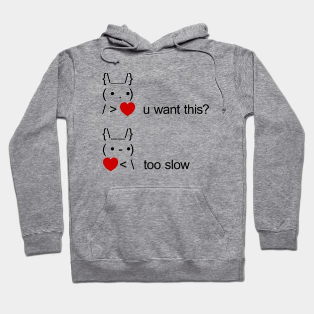 bunny u want this? too slow ASCII Text Art Hoodie by tinybiscuits